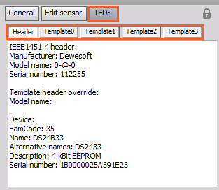 Dewesoft X - Multiple templates in TEDS section
