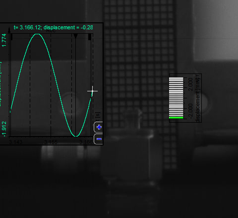 Calculated displacement and recorded displacement in the bottom position