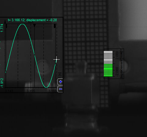 Calculated displacement and recorded displacement in the middle position