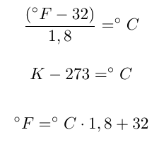 formulas for temperature conversion